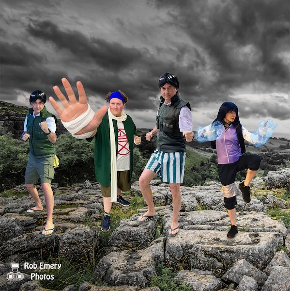 Infinite Tsukuyomi Might Guy leading Rock Lee, Choji and Hinata into battle